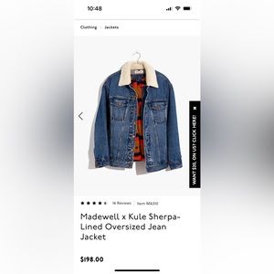madewell x kule lined sherpa jean jacket w removable vest perfect condition sz S